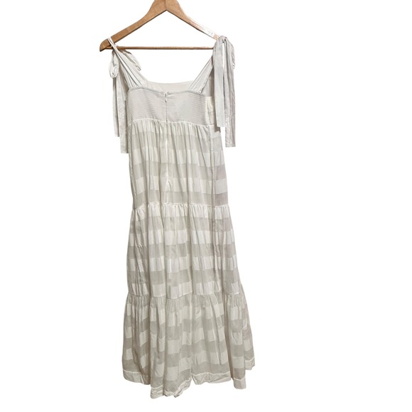 Zimmermann Women's Rosa striped midi Dress size 3 tie shoulder cream cotton - Picture 9 of 9